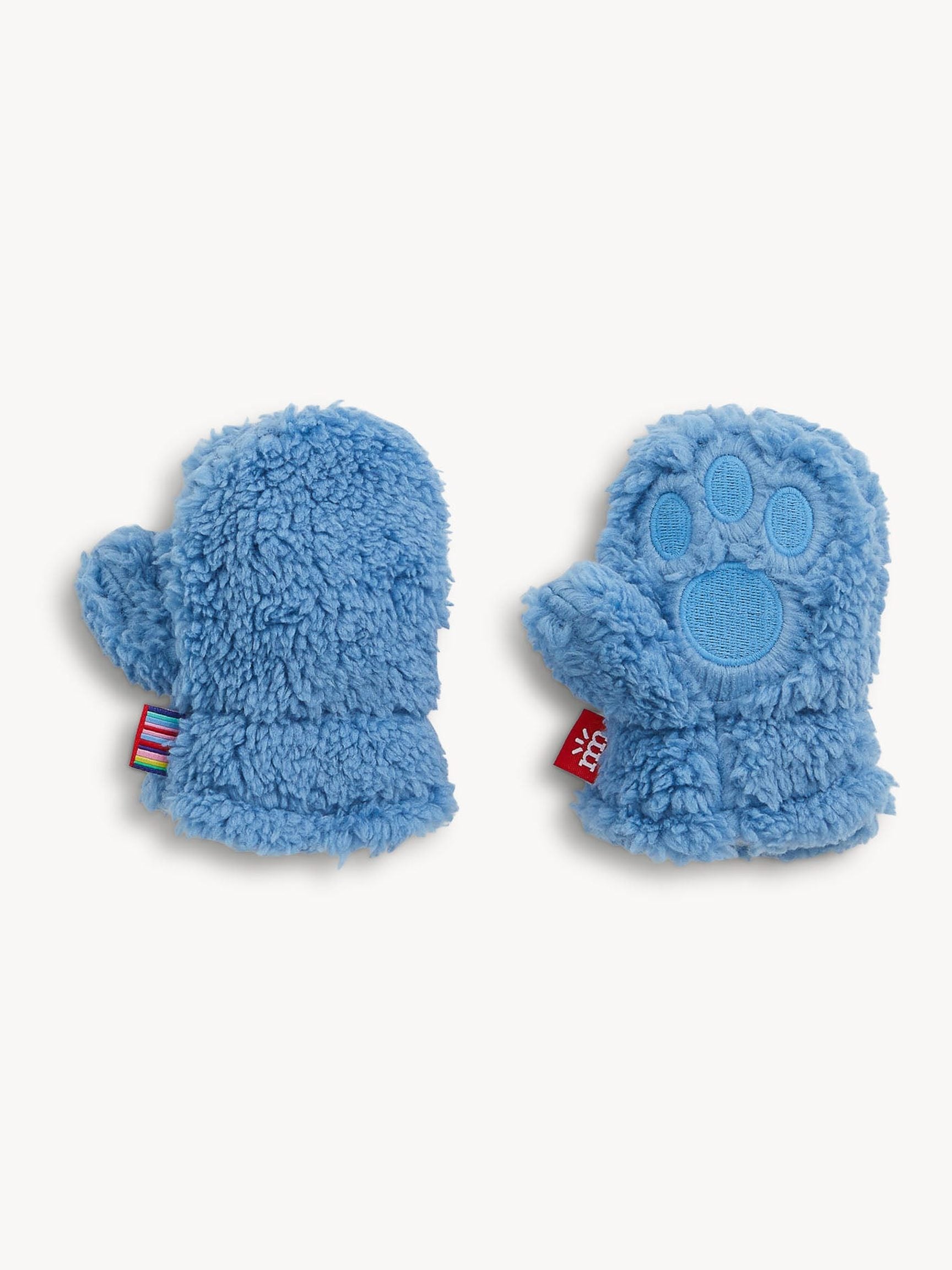 Blue Colorblock Sherpa Mittens