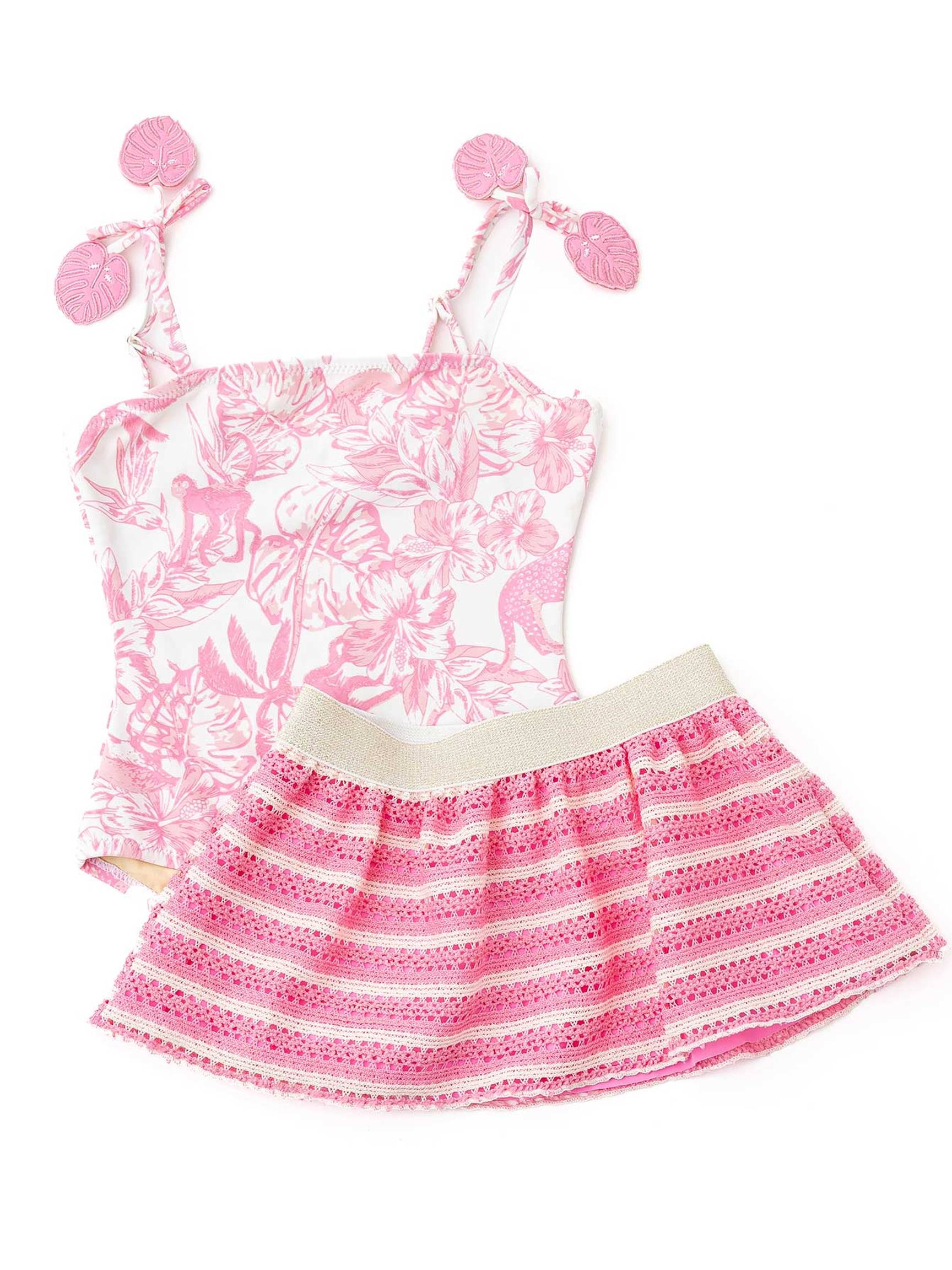 One Piece w/Crochet Skirt Swimsuit