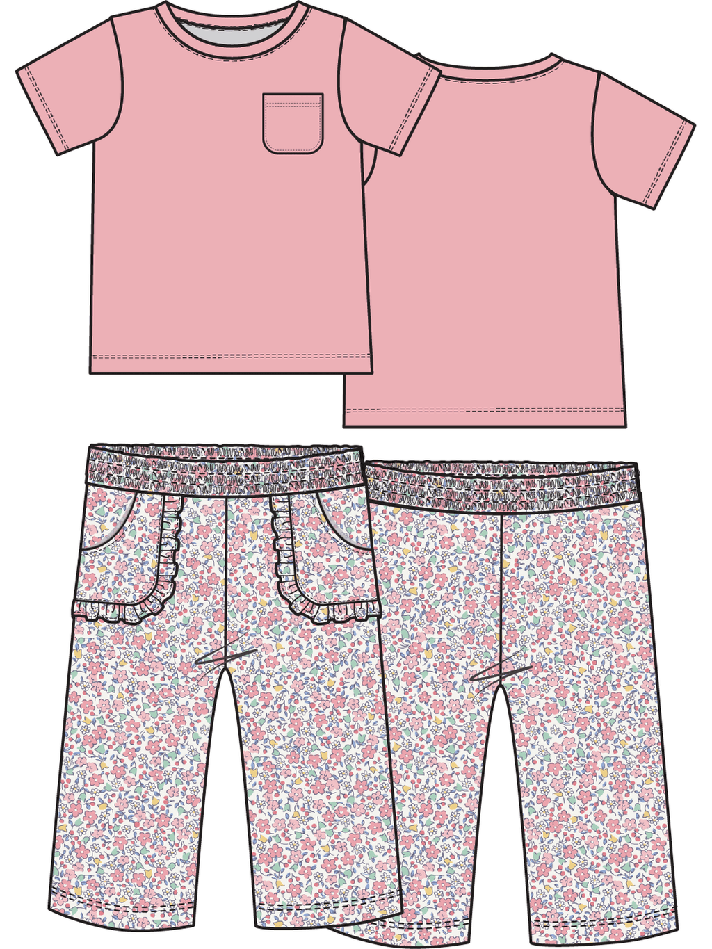 Short Sleeve Shirt with Wide Leg Pant