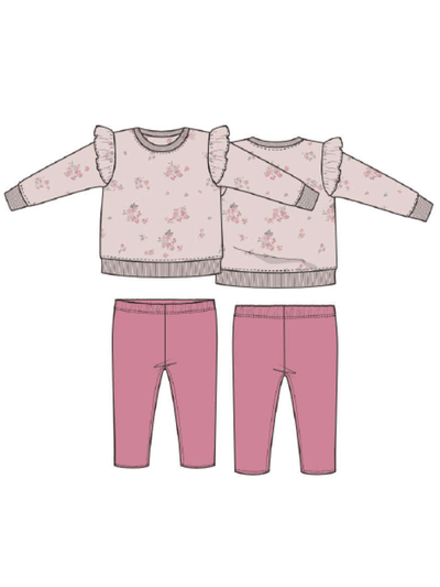 PRE-ORDER Ruffle Sweatshirt Pant Set-Woodsorrel