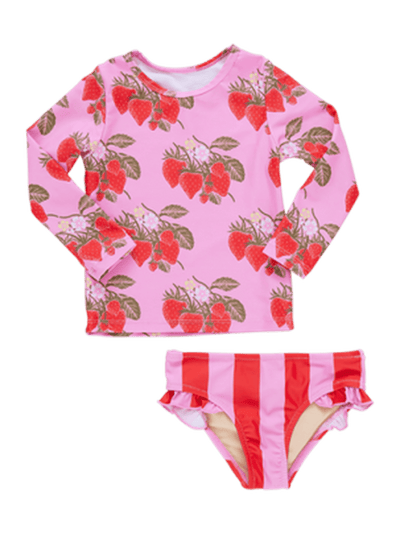 Girls Rash Guard Set- Pink Wild Strawberries