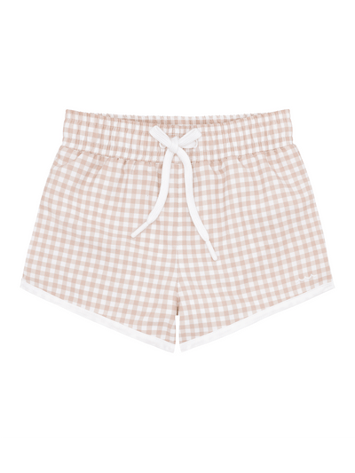 Brown Gingham Boardie Swim Shorts