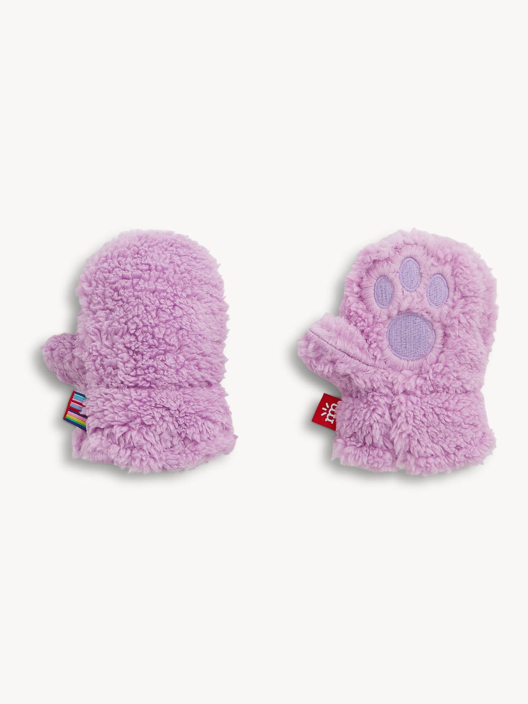 Pink Colorblock Sherpa Mittens