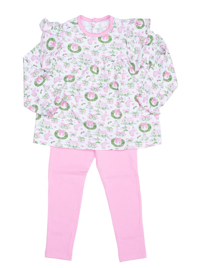 Abree Legging Set - Pink Holiday Toile