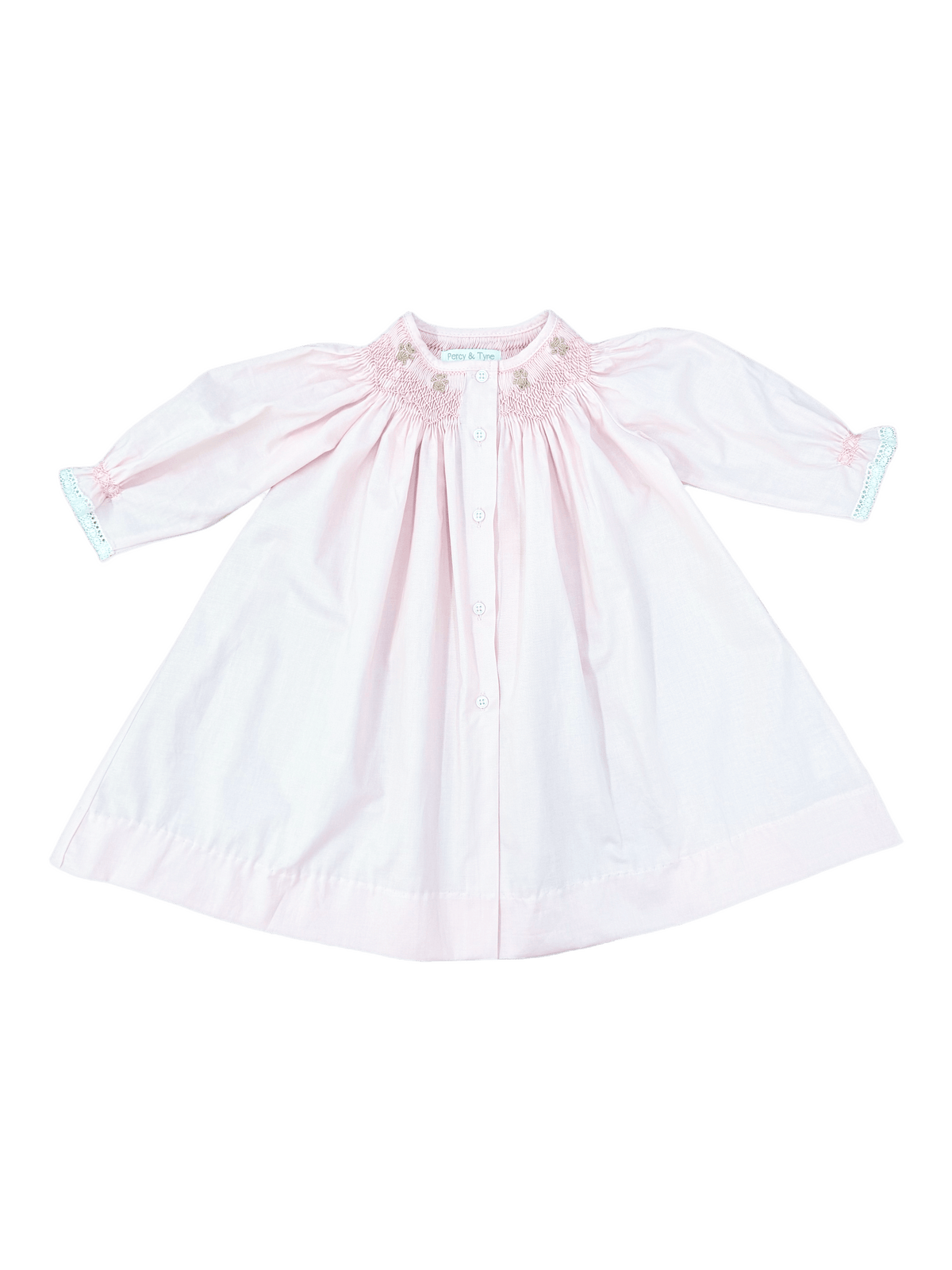 Girls Heirloom Daygown - Pink Batiste W/ Teddy Bear Embroideries