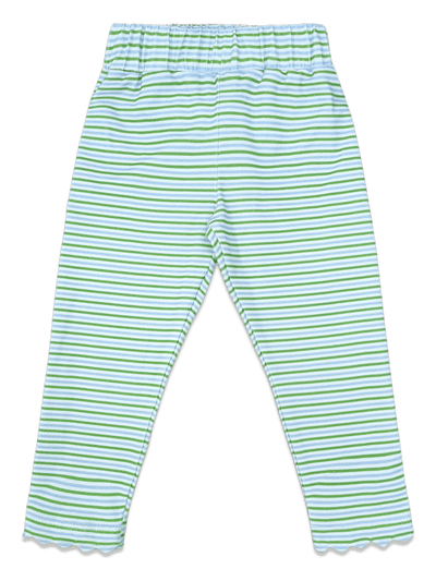 Scalloped Legging - Blue/Green Stripe