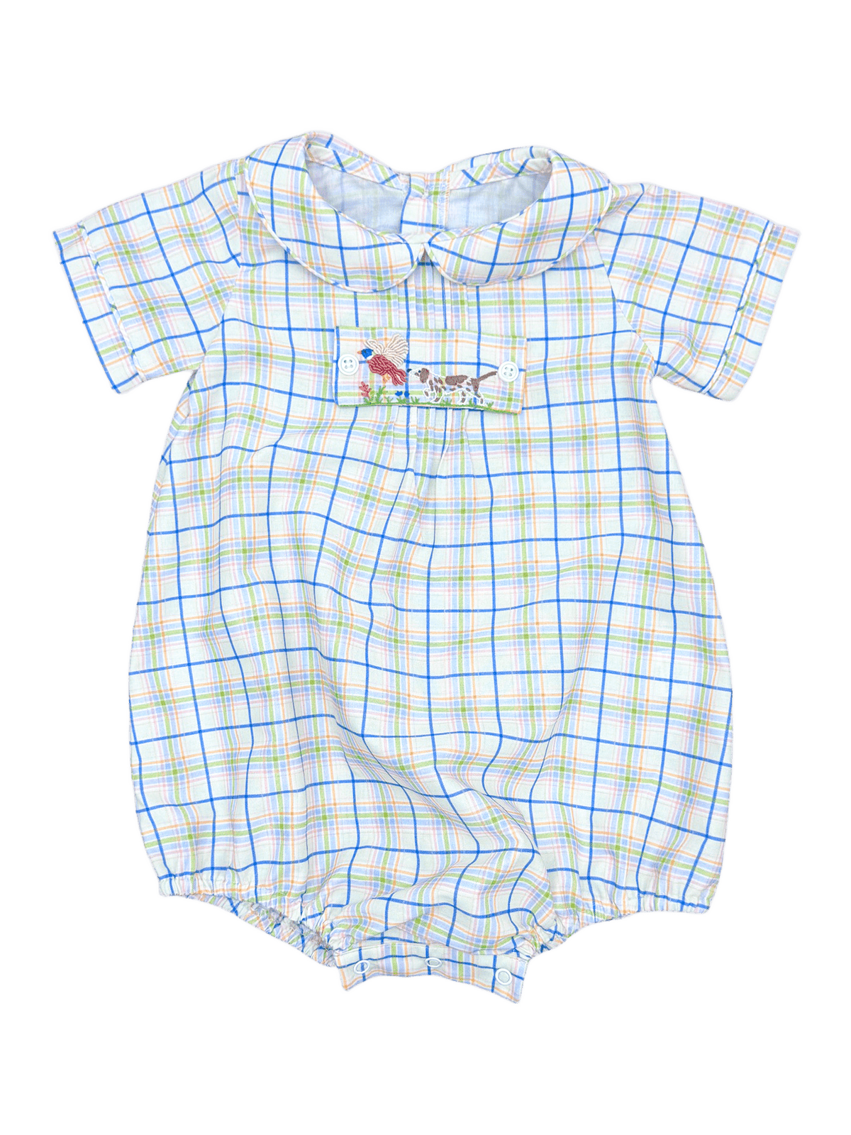 Anderson Bubble - Pointer Plaid W/ Pointer And Pheasant Embroidery & Blue Wool