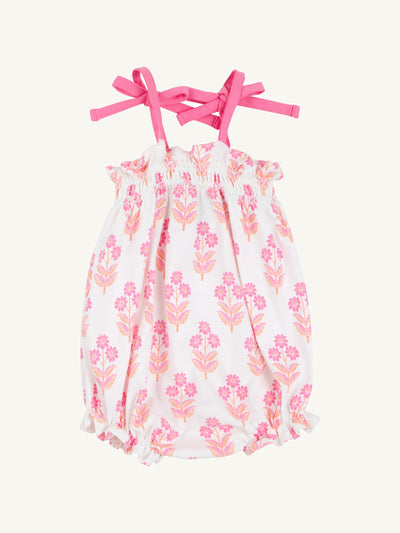 Rosey Romper- Bridgetown Harbour Hand Block