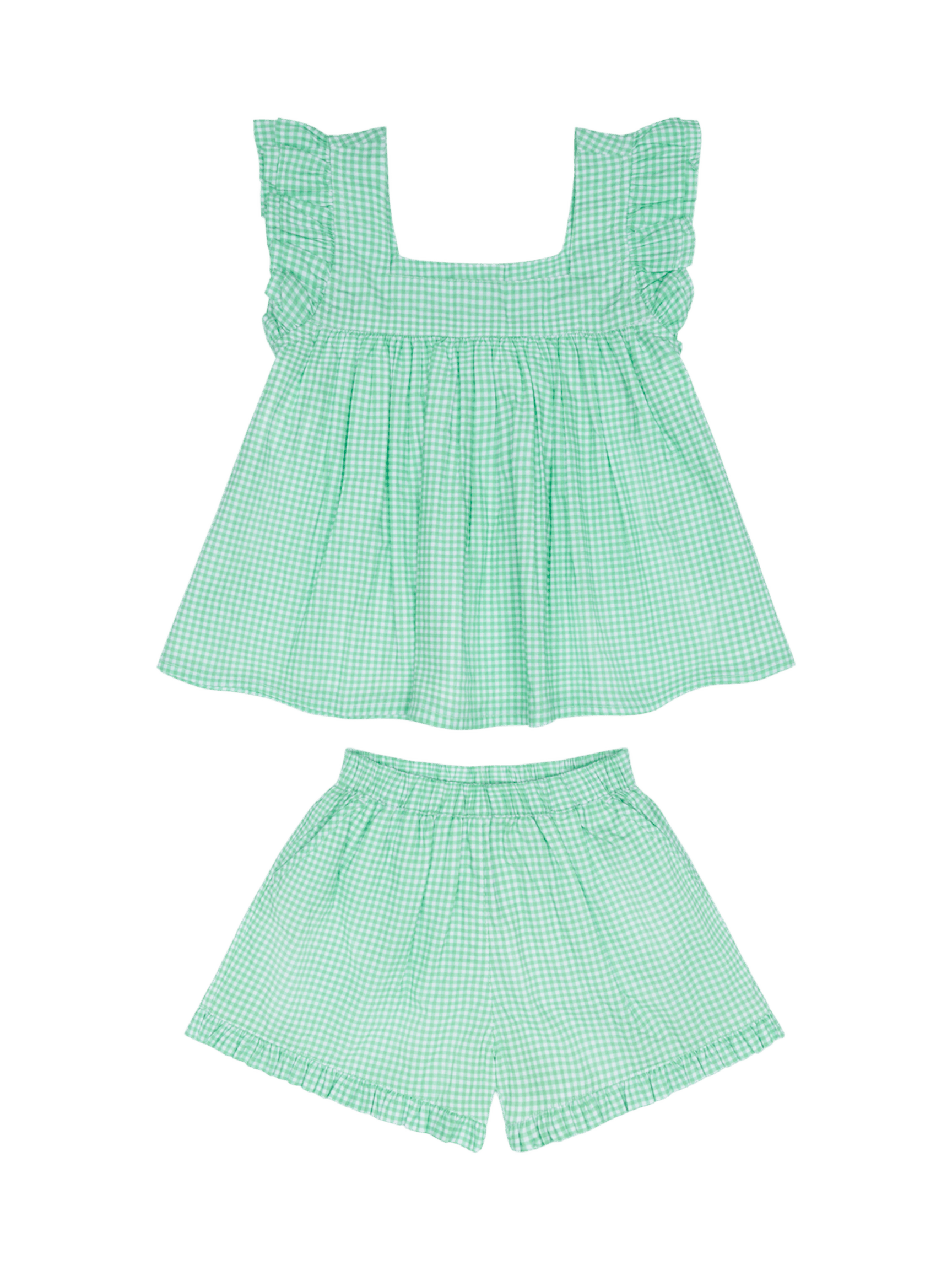 PRE-ORDER Gustavia Gingham Ruffle Top & Short Set - Posh Tots Children's Boutique