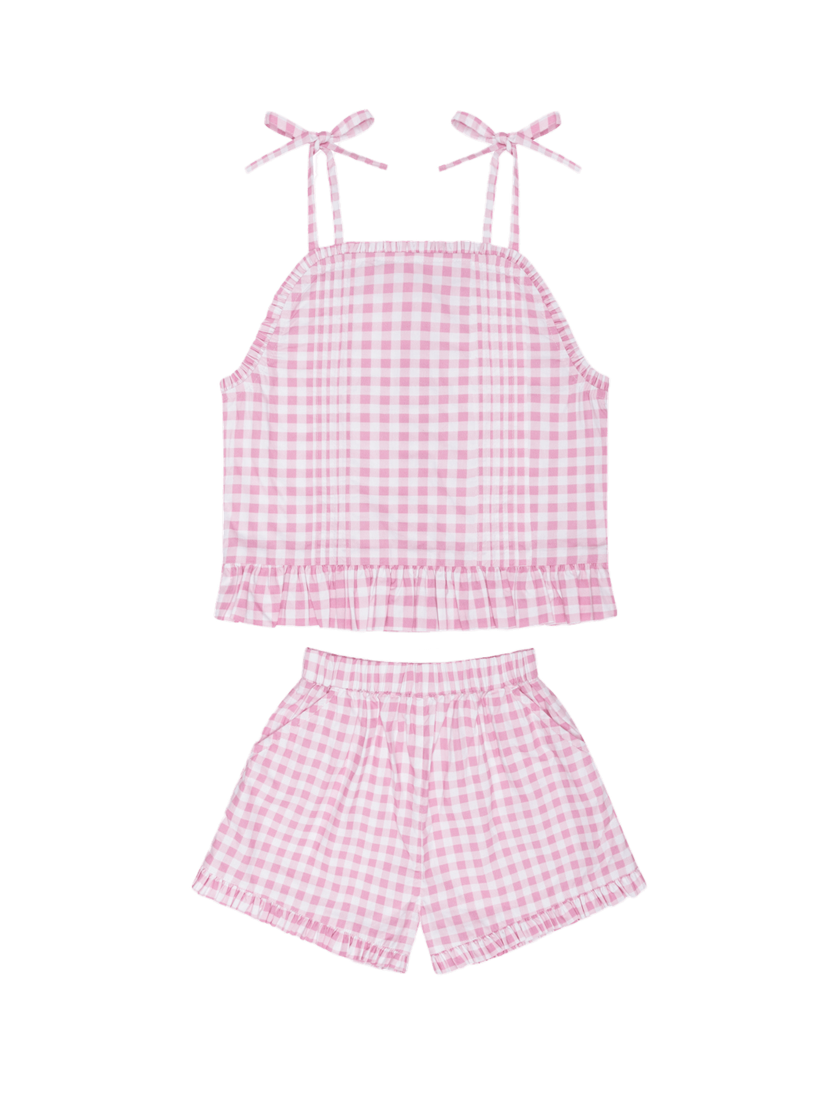 PRE-ORDER Blush Gingham Tie Tank & Short Set - Posh Tots Children's Boutique