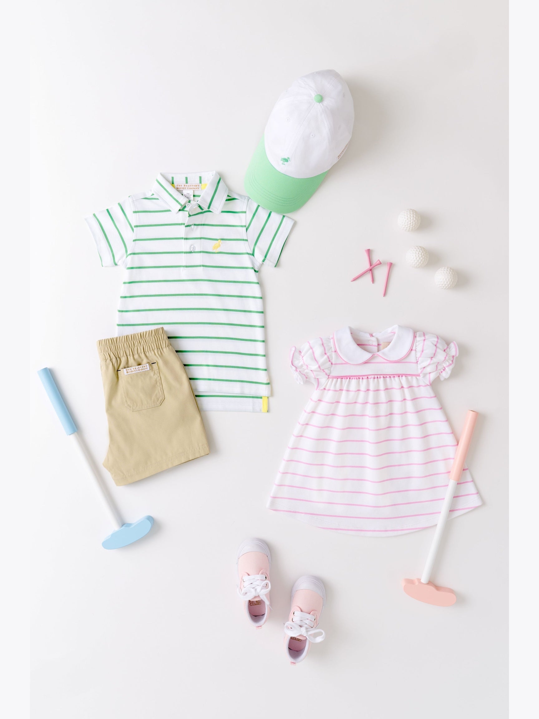 Prim & Proper Polo - Gibson Island Green Stripe