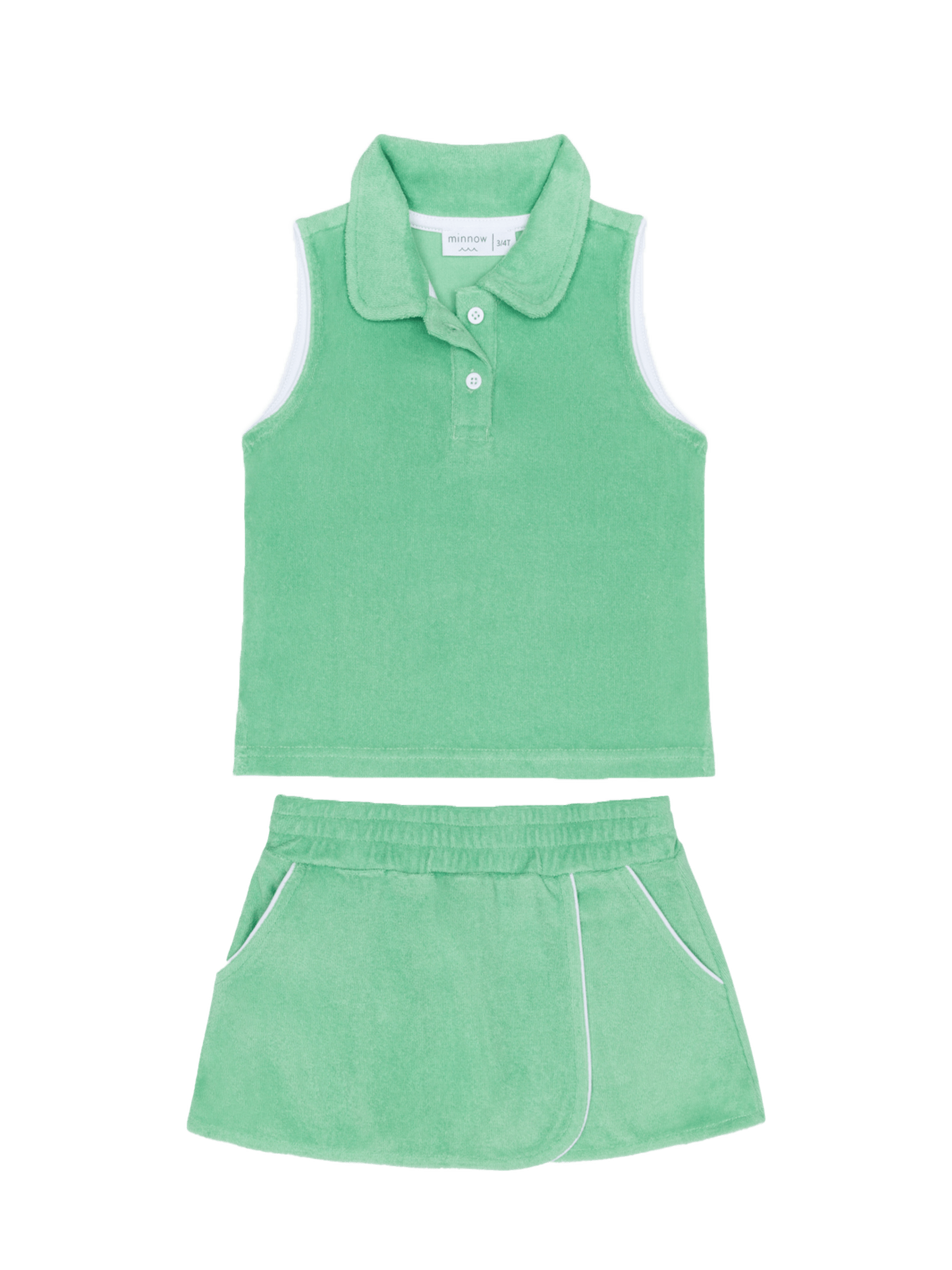 PRE-ORDER Gustavia Green French Terry Tennis Tank Top & Short Set - Posh Tots Children's Boutique