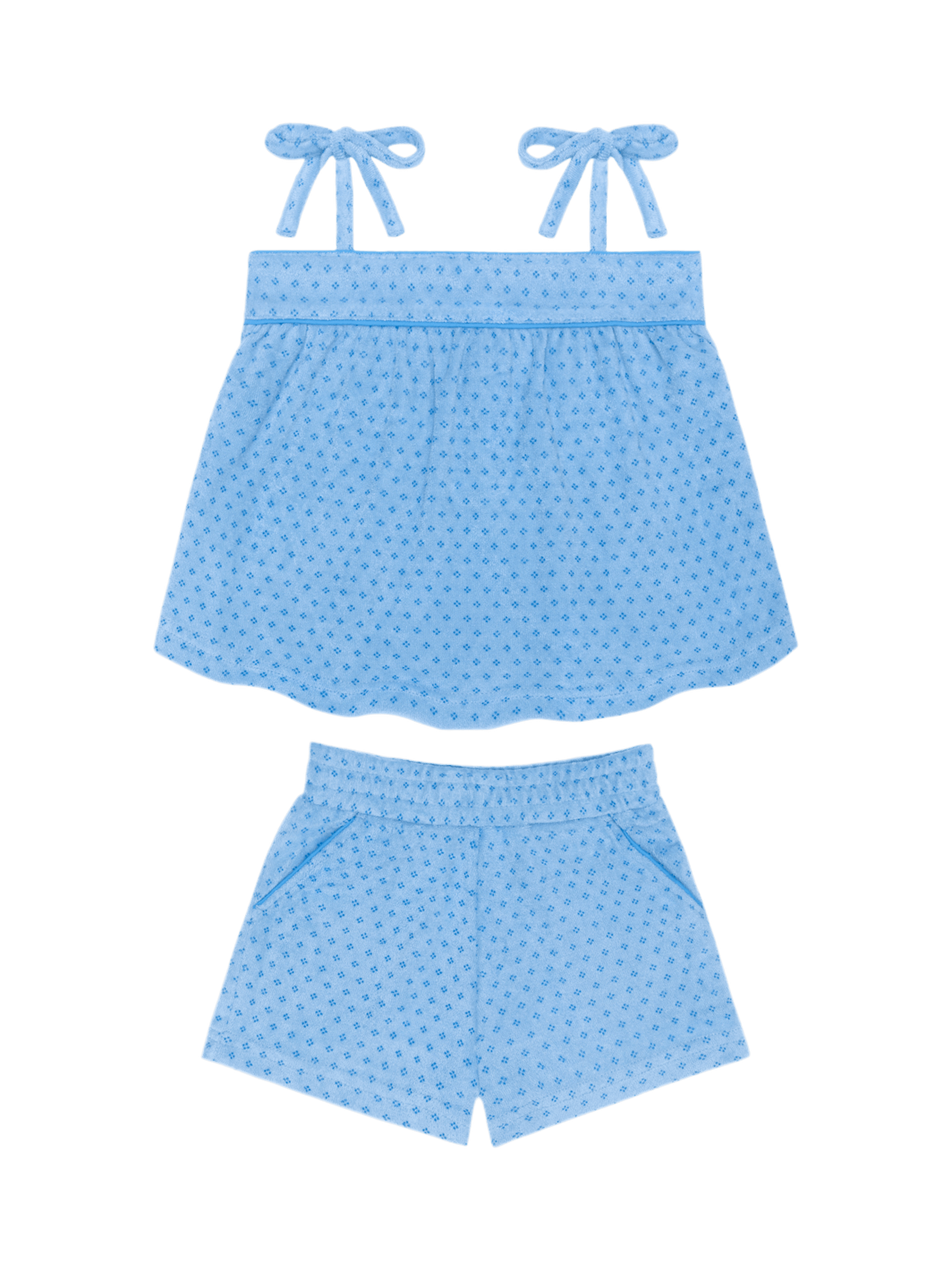 PRE-ORDER Le Marin Dot French Terry Tie Top & Short Set - Posh Tots Children's Boutique