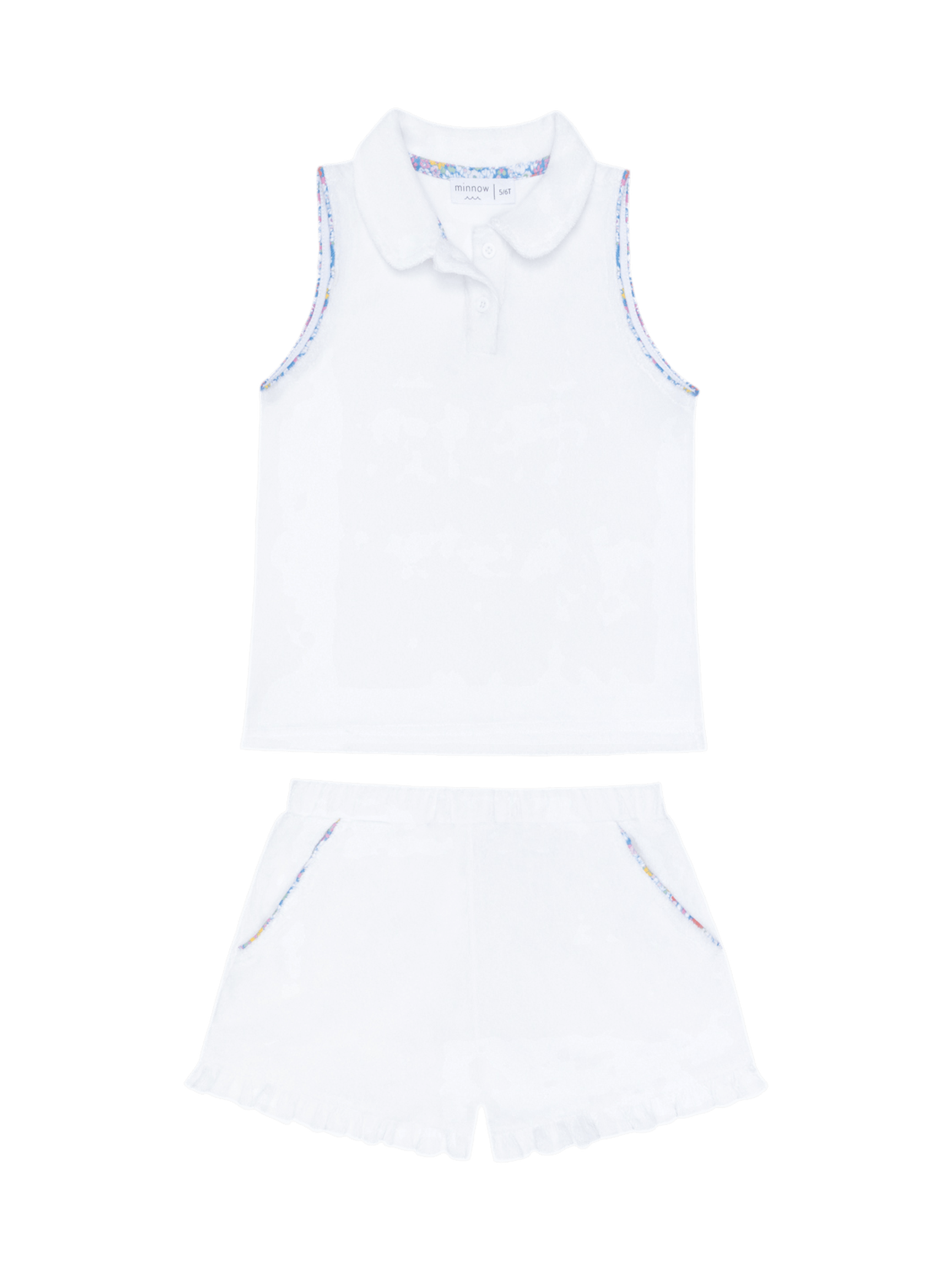 PRE-ORDER Shell White French Terry Tennis Tank Top & Short Set - Posh Tots Children's Boutique