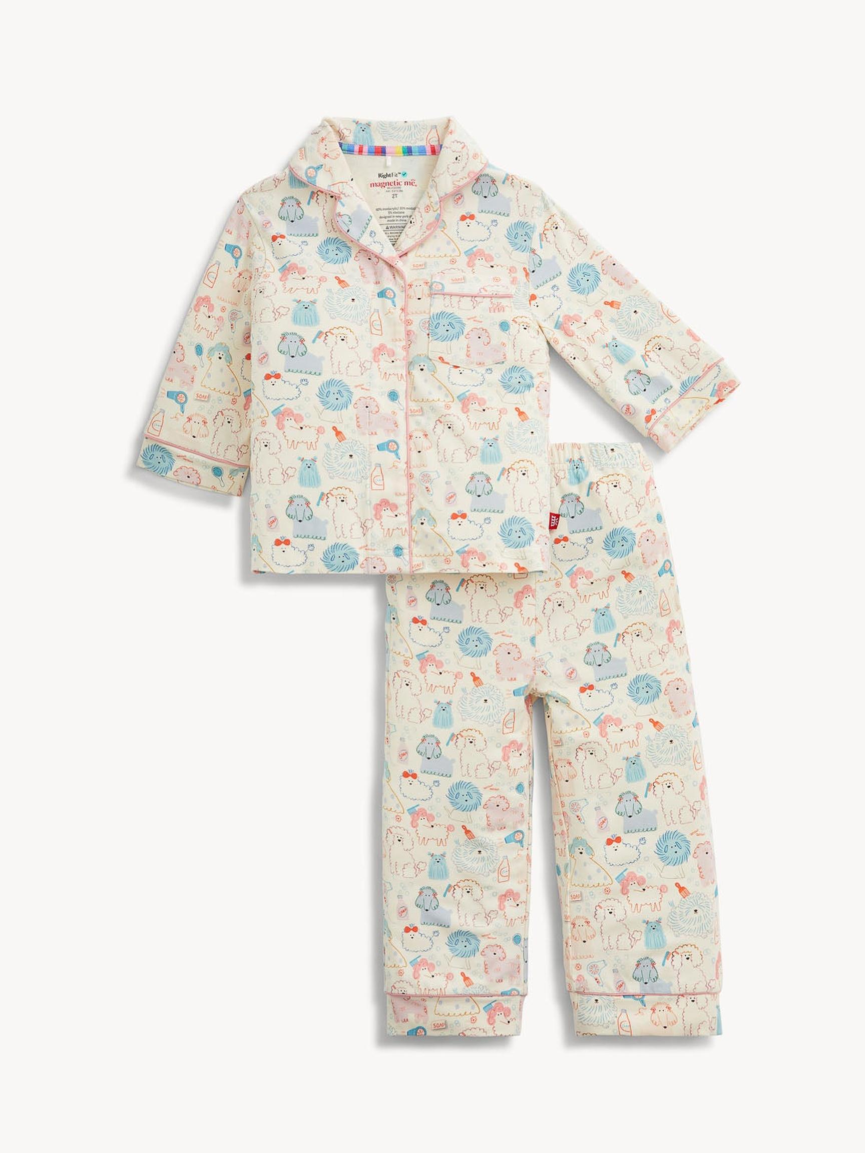 Poodle Pawlor Rf Long-Sleeves Pj Set with Piping