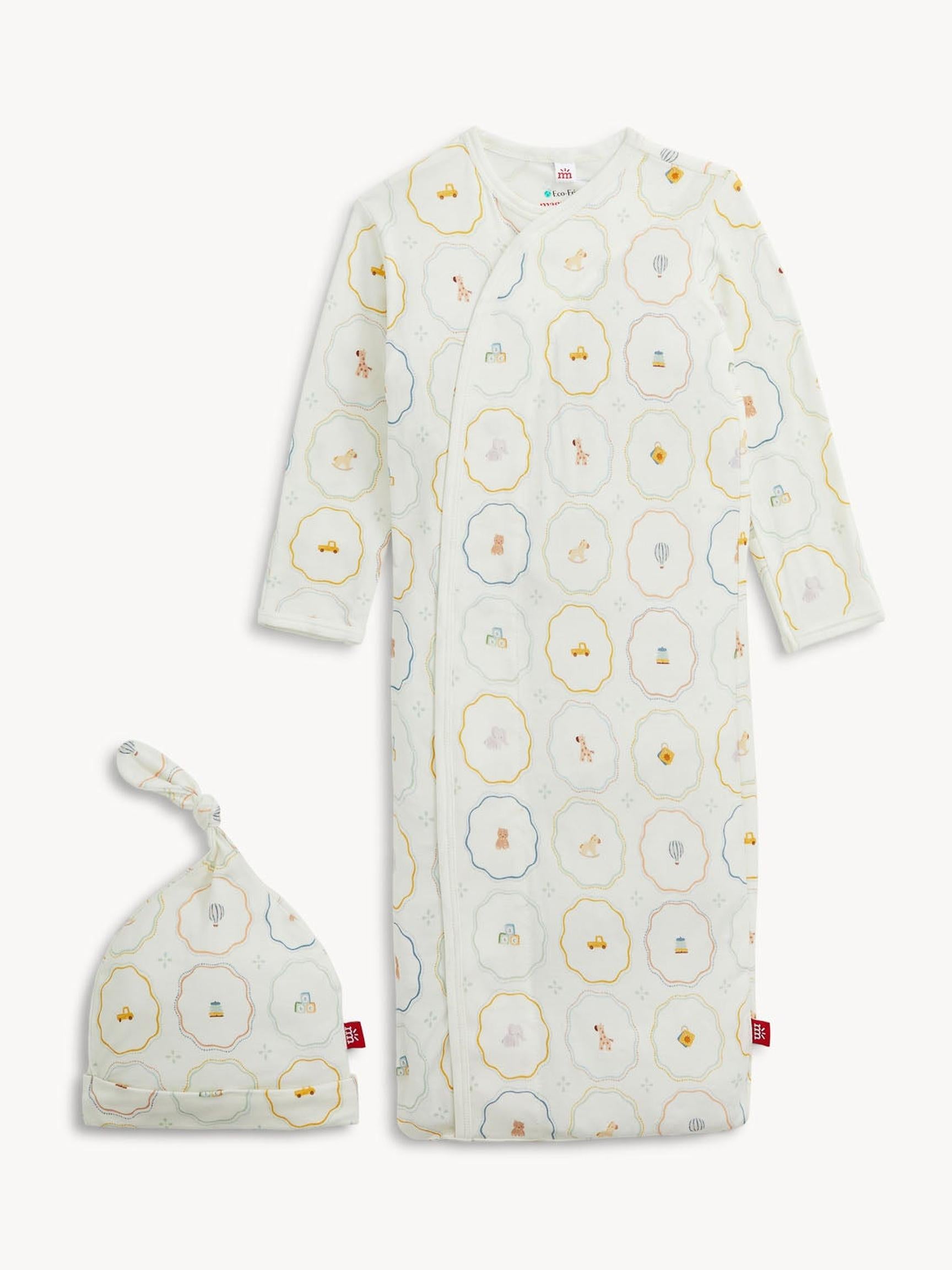 Nursery Magic Cream Modal Gown + Hat Set