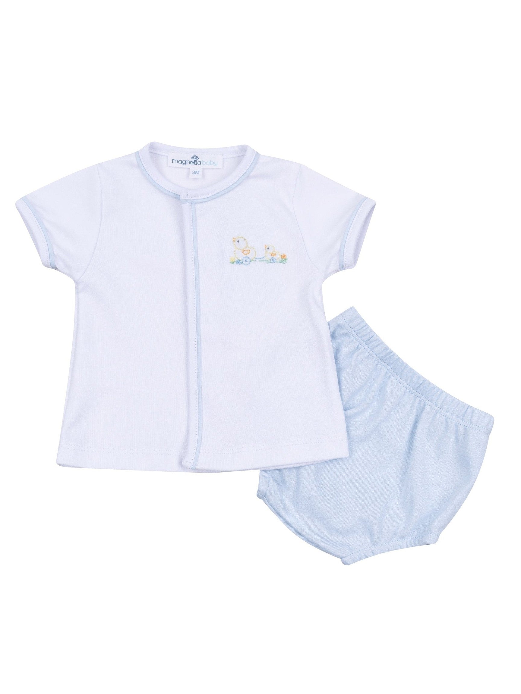 Vintage Duckie Pull Toy Diaper Set - Light Blue