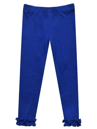 Solid Royal Blue Knit Ruffle Pants