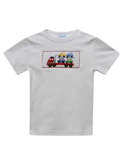 Trailer Cars Smocked Tee - Posh Tots Children's Boutique