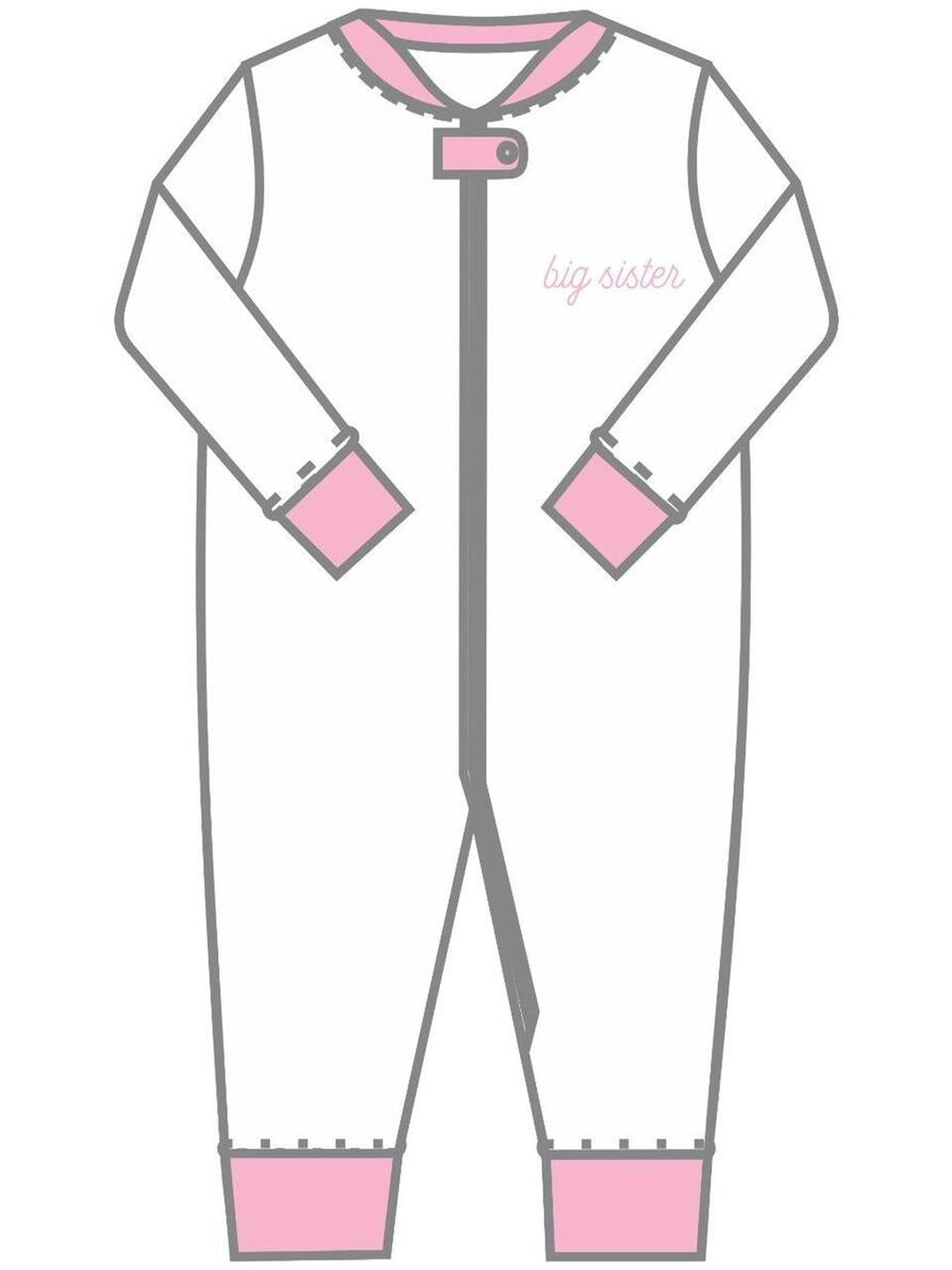 Little Sister Embroidered Zip Pajamas - Posh Tots Children's Boutique