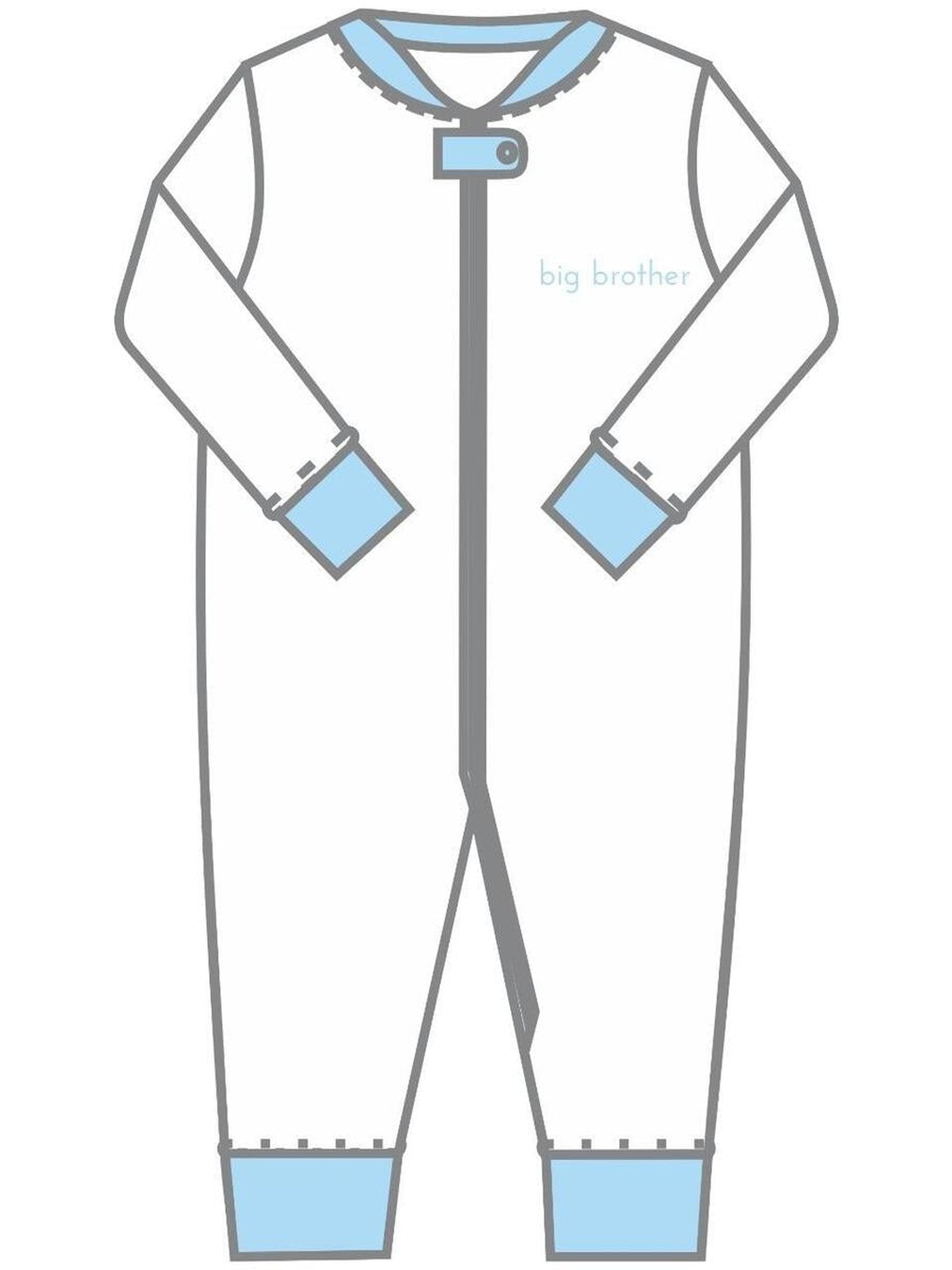 Little Brother Embroidered Zip Pajamas - Posh Tots Children's Boutique