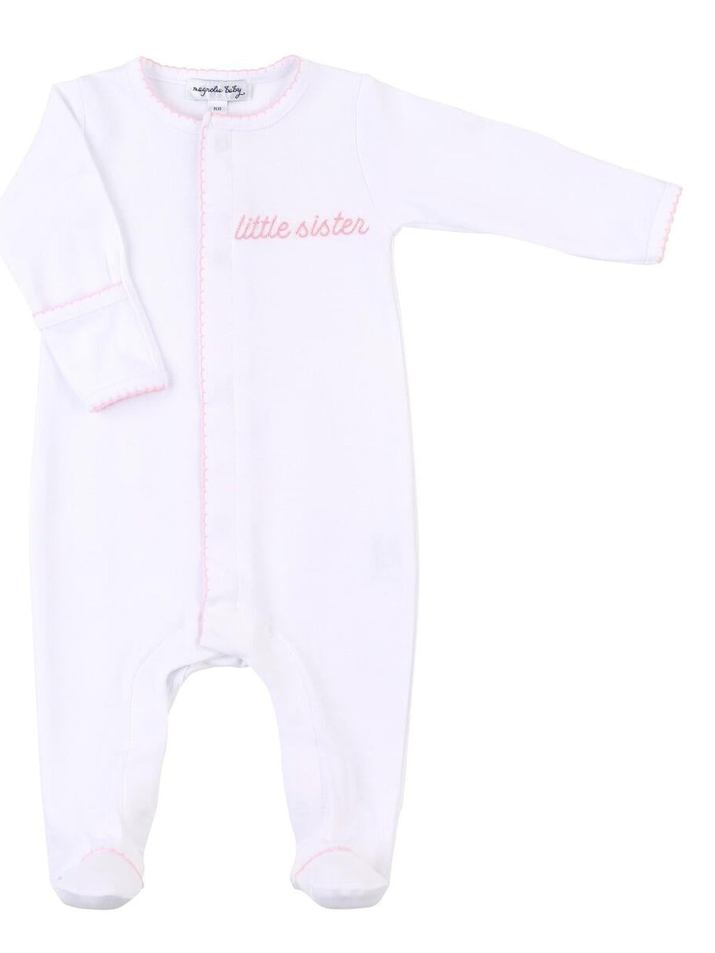 Little Sister Embroidered Footie - Posh Tots Children's Boutique