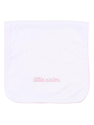 Little Sister Embroidered Burp Cloth - Posh Tots Children's Boutique