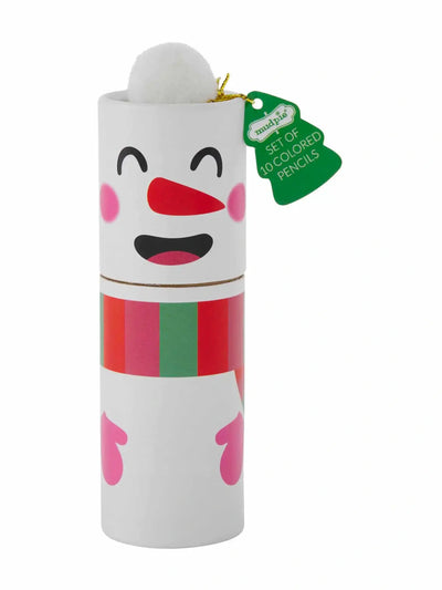 colored pencil set in a snowman tube