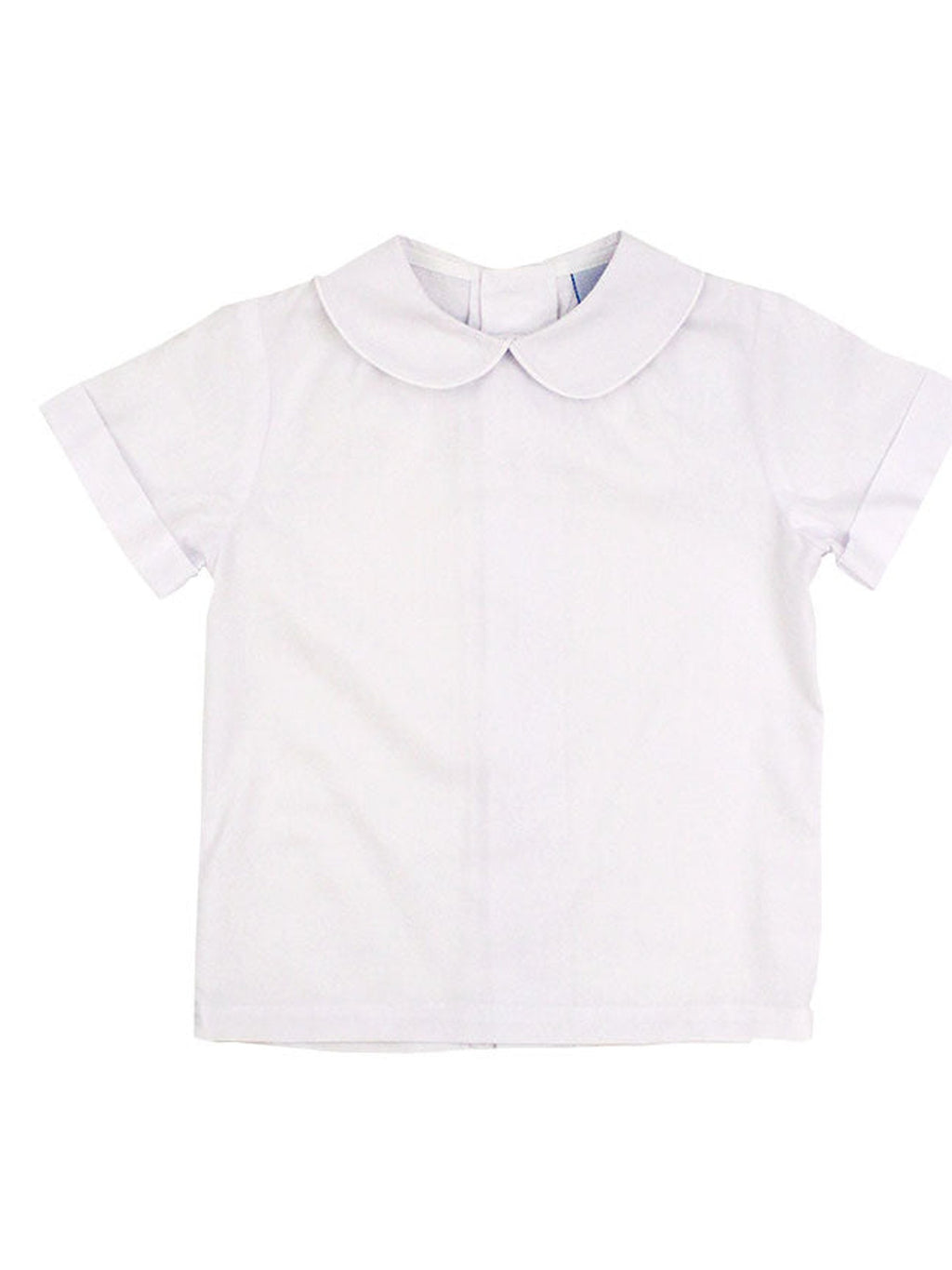 Boys White S/S Button Back Shirt