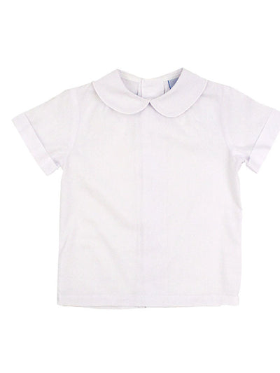 Boys White S/S Button Back Shirt