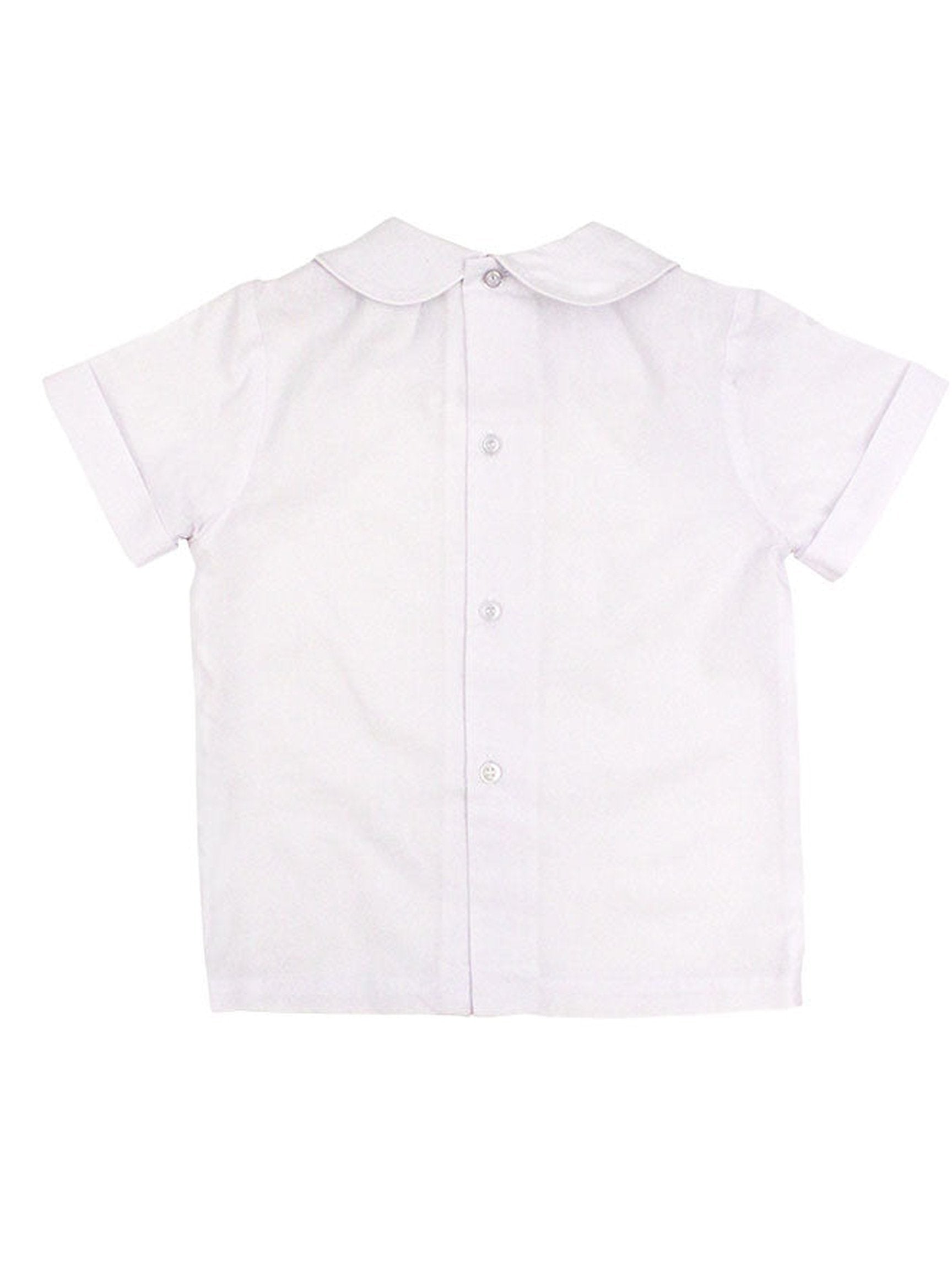 Boys White S/S Button Back Shirt