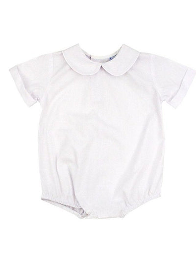 Boys White S/S Button Back Shirt/Onesie