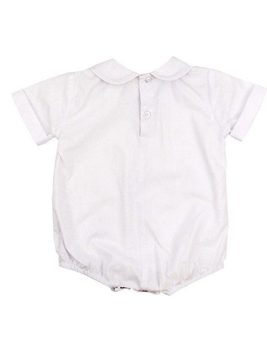 Boys White S/S Button Back Shirt/Onesie