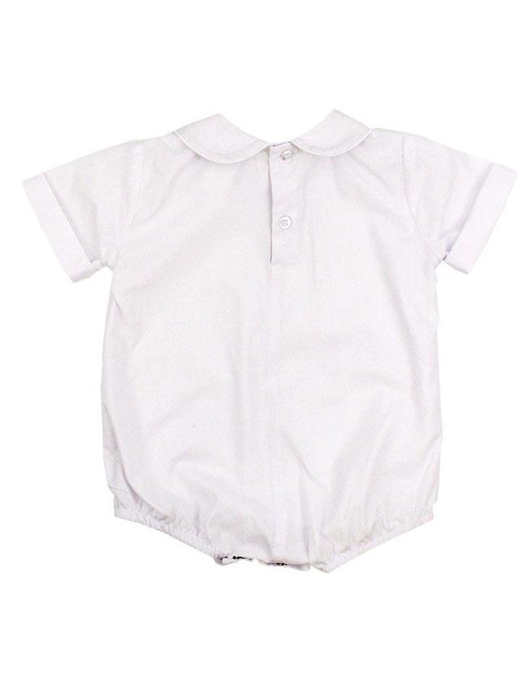 Boys White S/S Button Back Shirt/Onesie