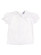 Girl's White S/S Button Back Onesie/Blouse