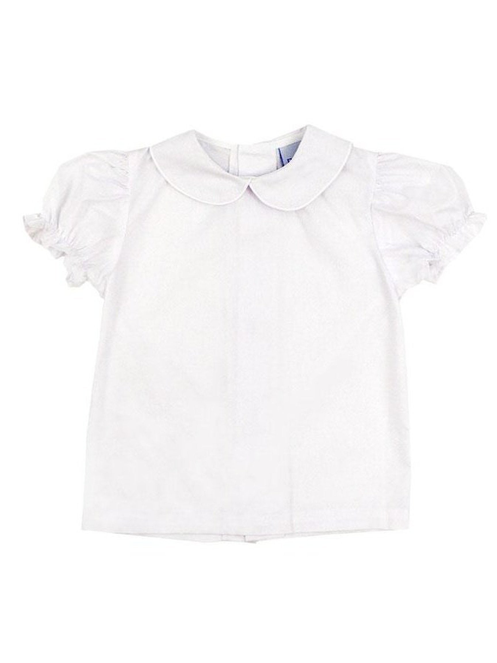 Girl's White S/S Button Back Onesie/Blouse