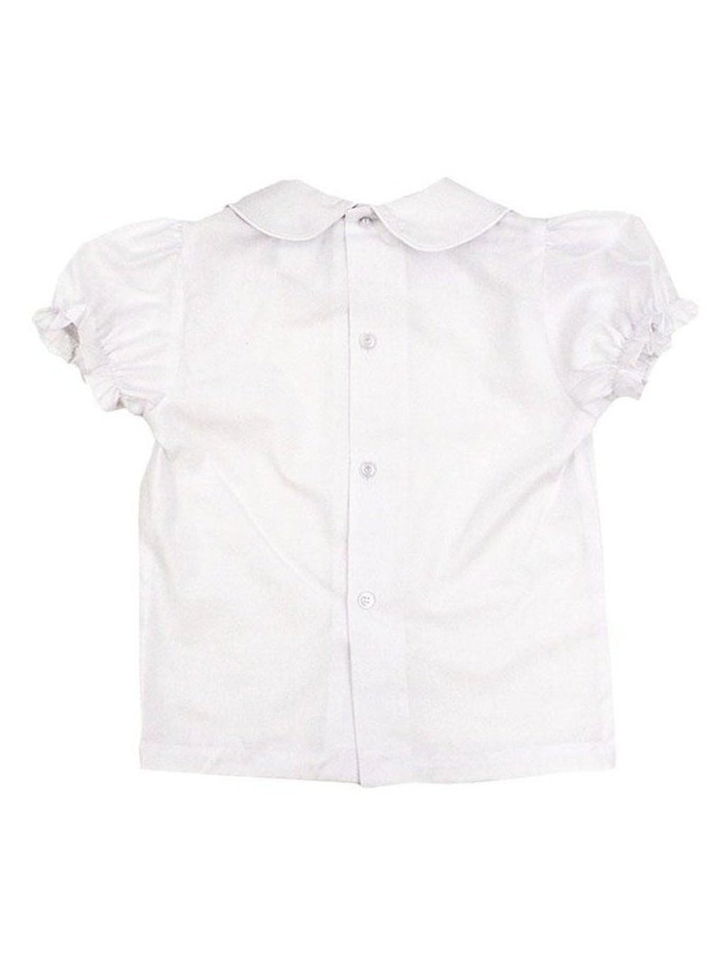Girl's White S/S Button Back Onesie/Blouse