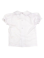 Girl's White S/S Button Back Onesie/Blouse