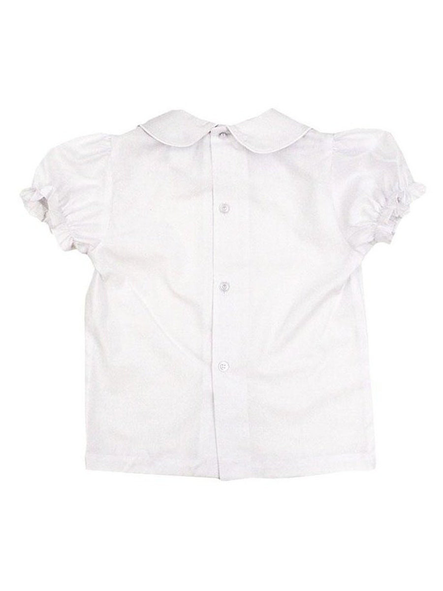 Girl's White S/S Button Back Onesie/Blouse | Posh Tots Children's Boutique