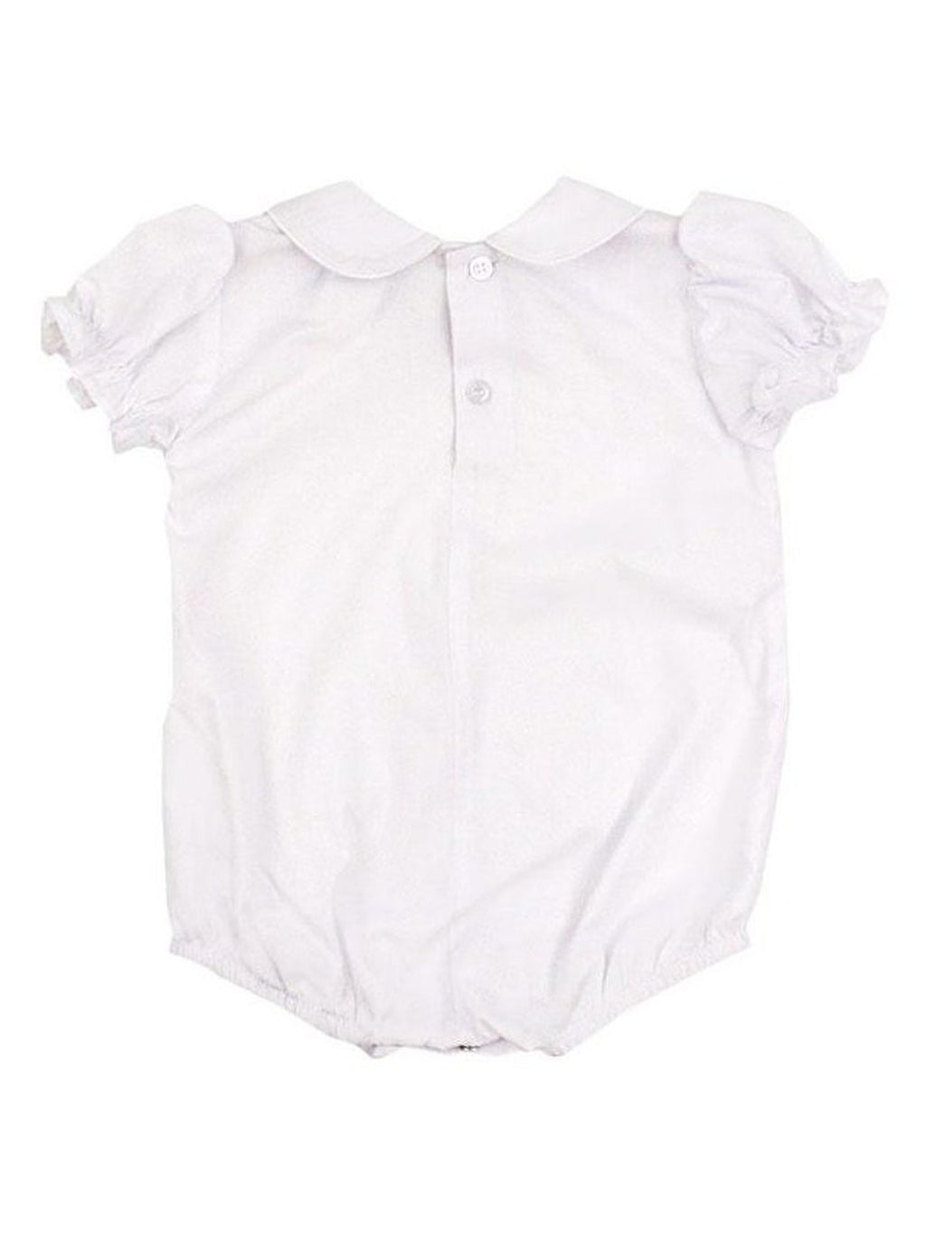 Girl's White S/S Button Back Onesie/Blouse