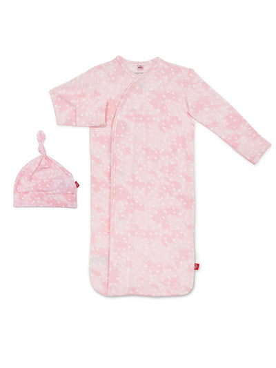 Pink Doeskin Modal Magnetic Sack Gown & Hat Set