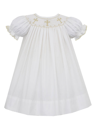 Cross Smocked Bishop Dress - Posh Tots Children's Boutique