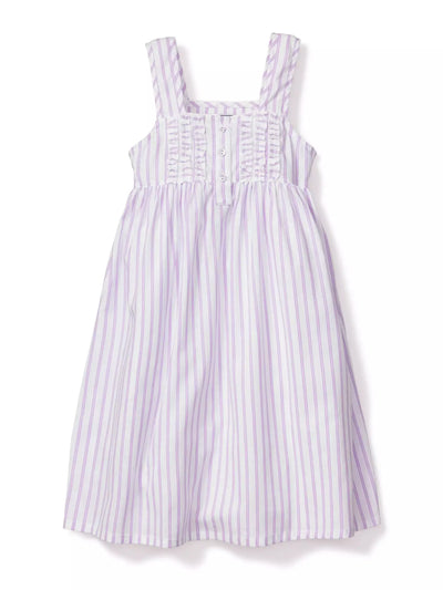 Lavender French Ticking Charlotte Nightgown - Posh Tots Children's Boutique