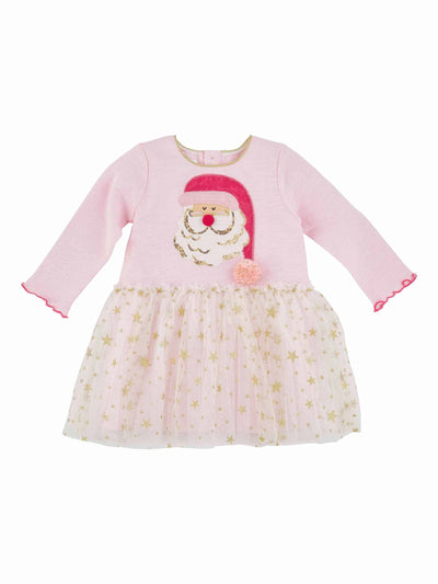 PINK SANTA MESH DRESS - Posh Tots Children's Boutique