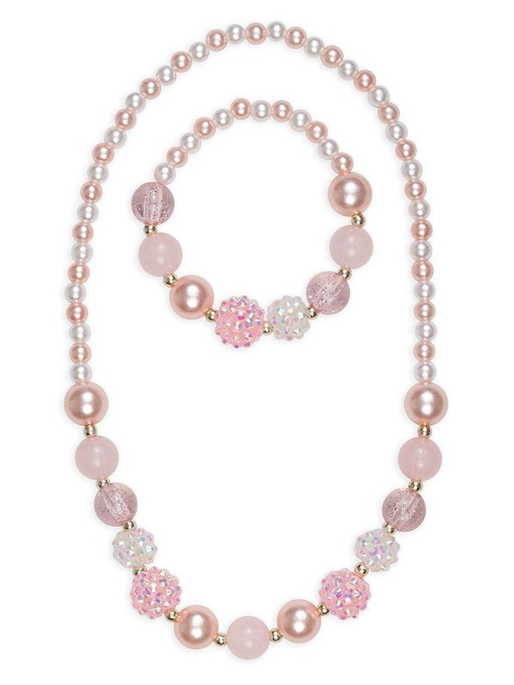 Pinky Pearl Necklace & Bracelet Set