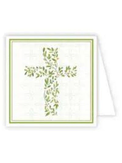 Green Floral Cross Enclosure Card