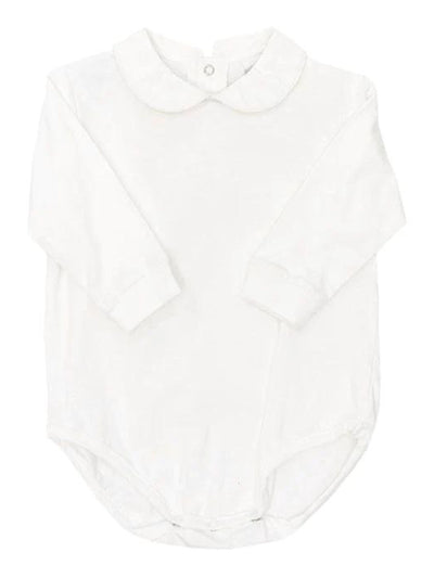 Boys White Knit L/S Onesie Shirt