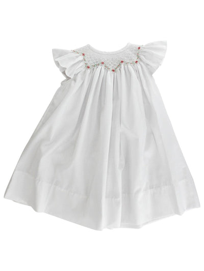 Geometric White w/Rosebuds Bishop Dress