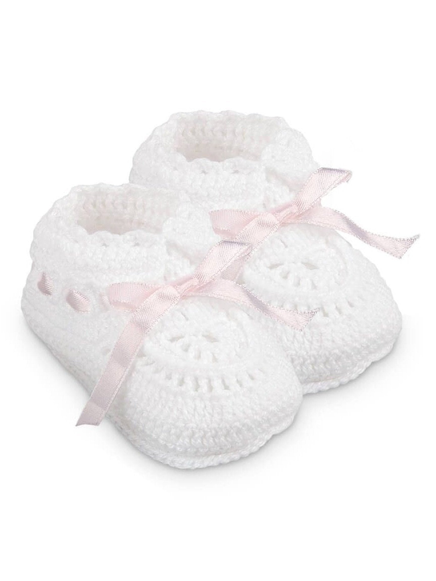 Hand Crochet Ribbon Booties