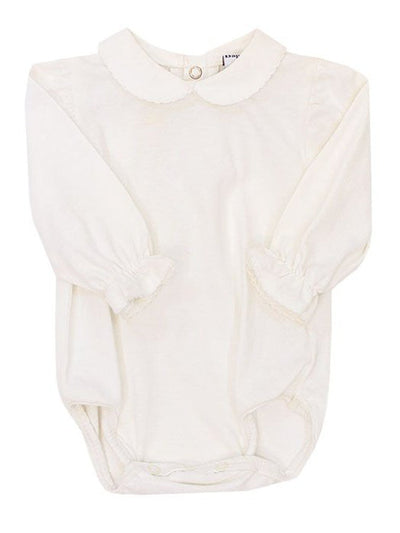 Girl's White Knit L/S Onesie Blouse